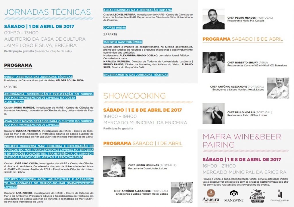 Programa festival do ouriço-do-mar 3ª edição.