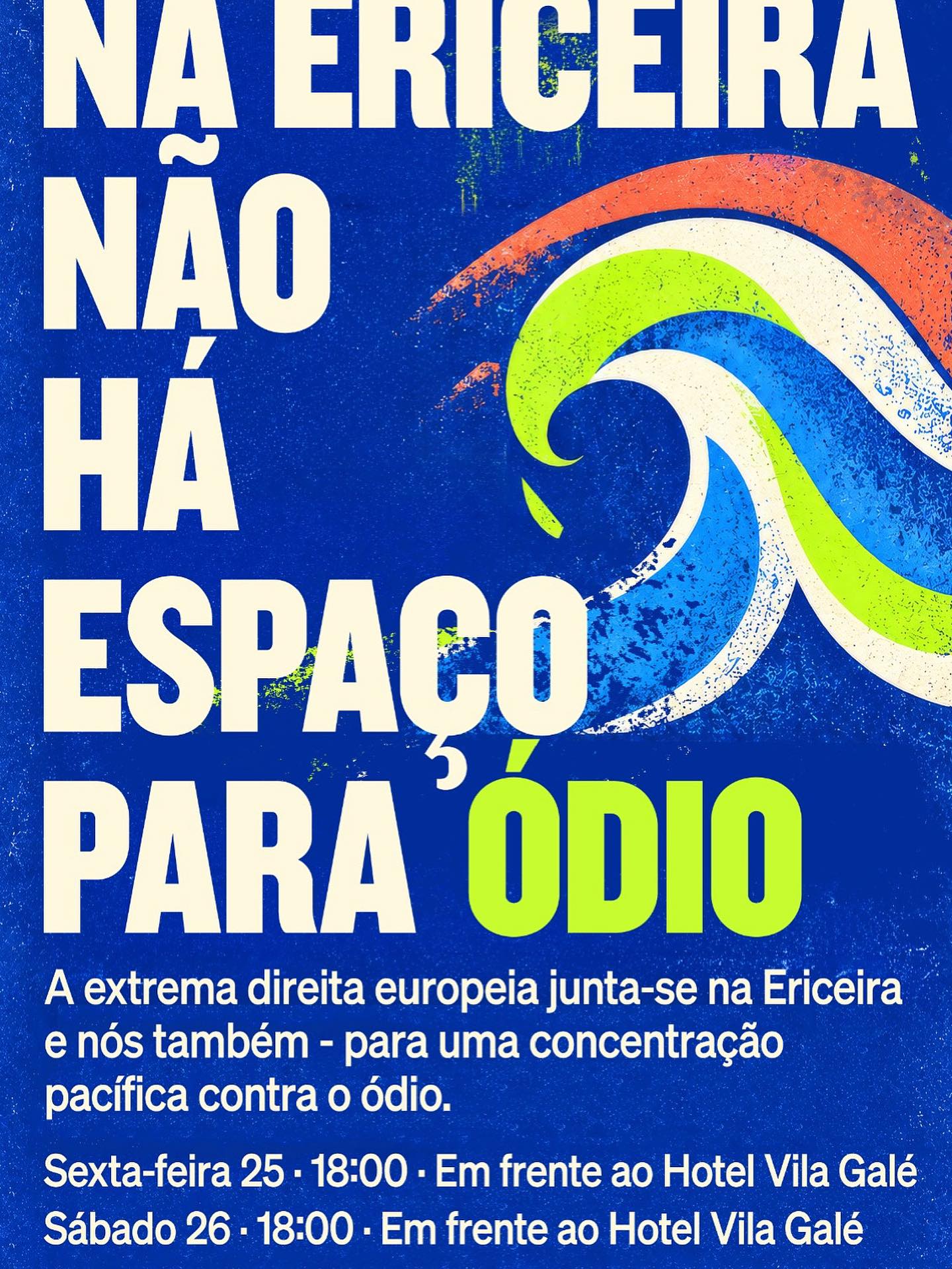 .
Press Release
Mais de 350 cidadãos convocam protesto contra encontro da extrema-direita europeia na Ericeira
Grupo de residentes prepara manifestação pacífica para sexta-feira e sábado, 25 e 26 de Setembro, e critica o hotel Vila Galé Ericeira.
Ericeira, 24 de setembro de 2026 — Mais de 350 cidadãos da Ericeira, portugueses e estrangeiros, estão a mobilizar-se contra a realização da Patriots Academy 2026, encontro que reúne este fim de semana na vila dirigentes e representantes de vários partidos da extrema-direita e direita radical europeia.
O grupo está a organizar uma manifestação pacífica para sexta-feira, e sábado, 25 e 26 de setembro, às 18 horas, para afirmar que os discursos de ódio, xenofobia, racismo, homofobia e discriminação não representam os valores de uma comunidade aberta e internacional como a Ericeira.
“A Ericeira é uma terra aberta ao mundo, onde vivem lado a lado pessoas de inúmeras nacionalidades. Respeitamos a liberdade de expressão e o direito de reunião, mas temos exatamente o mesmo direito de dizer que estas ideias não nos representam e que não queremos assistir em silêncio à sua normalização na nossa terra”, afirma o grupo.
O grupo critica ainda a decisão do Vila Galé Ericeira, um dos hotéis mais emblemáticos da vila, de acolher o evento. “Compreendemos que se trata de uma empresa privada, mas consideramos que as empresas também fazem escolhas e têm valores. É profundamente dececionante ver um espaço tão ligado à história e à imagem da Ericeira disponibilizado para um encontro desta natureza.”

Mais infos em www.ericeiramag.pt/ericeira-recebe-encontro-da-direita-radical-europeia

(Continua nos comentários)